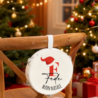 Buon Natale Cap Letter - Set da 10 Tamburelli - personalizzati con nomi e iniziali