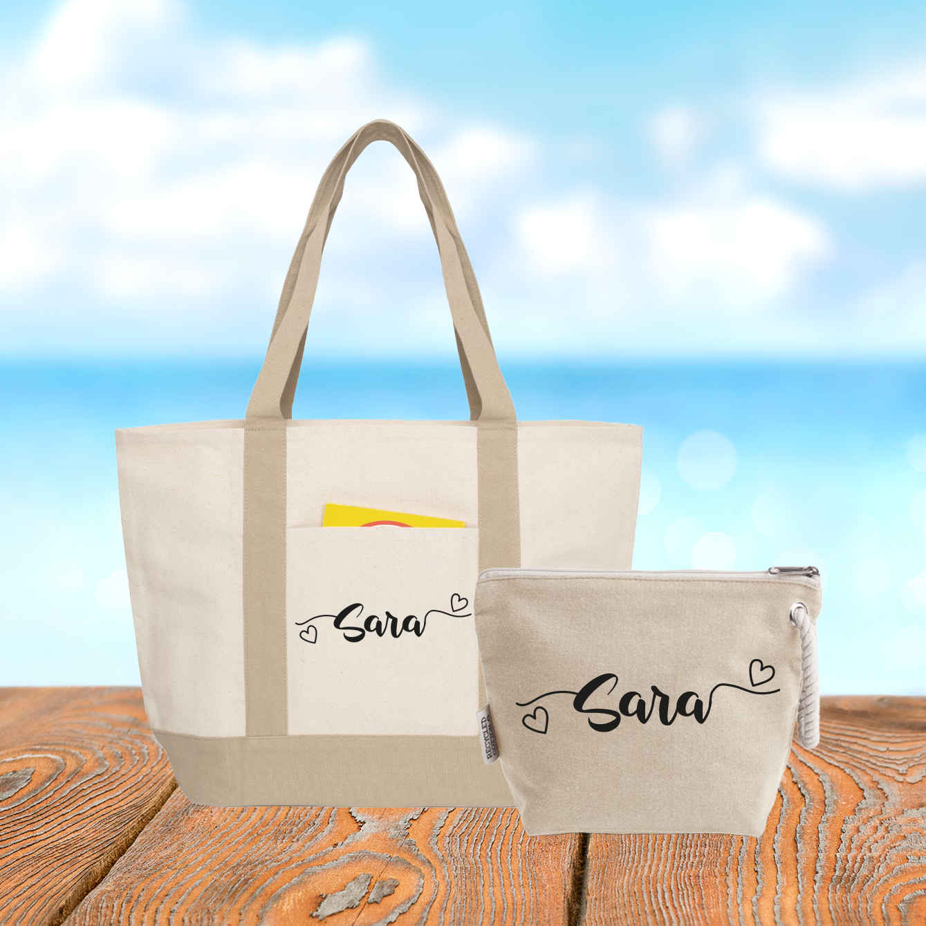 Name heart - borsa mare & Pochette - Combo - personalizzata con nome