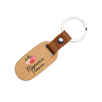 Mamma color flowers - Portachiavi in Legno personalizzato con nome