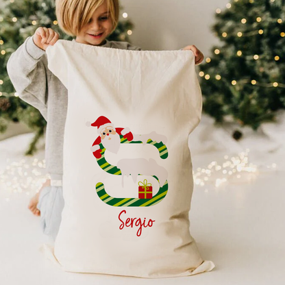 Letter Claus - Sacchetto personalizzato con nome e iniziale