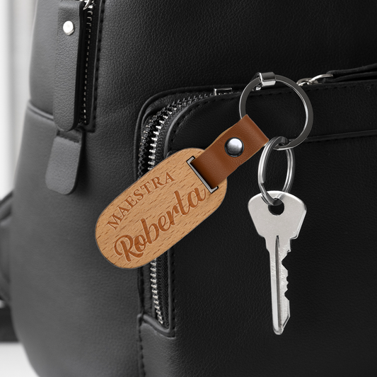 Maestra elegant name - Portachiavi in Legno - personalizzato con nome