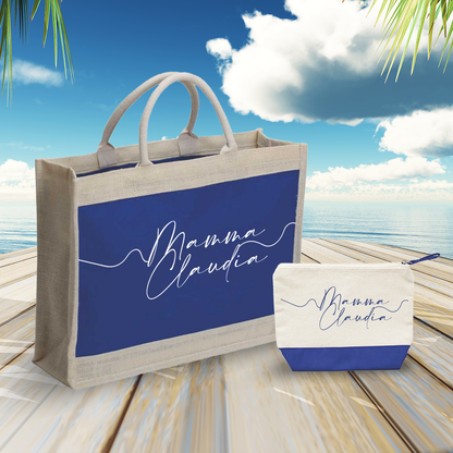 Mamma line - Combo: Borsa mare + Pochette - personalizzata con nome