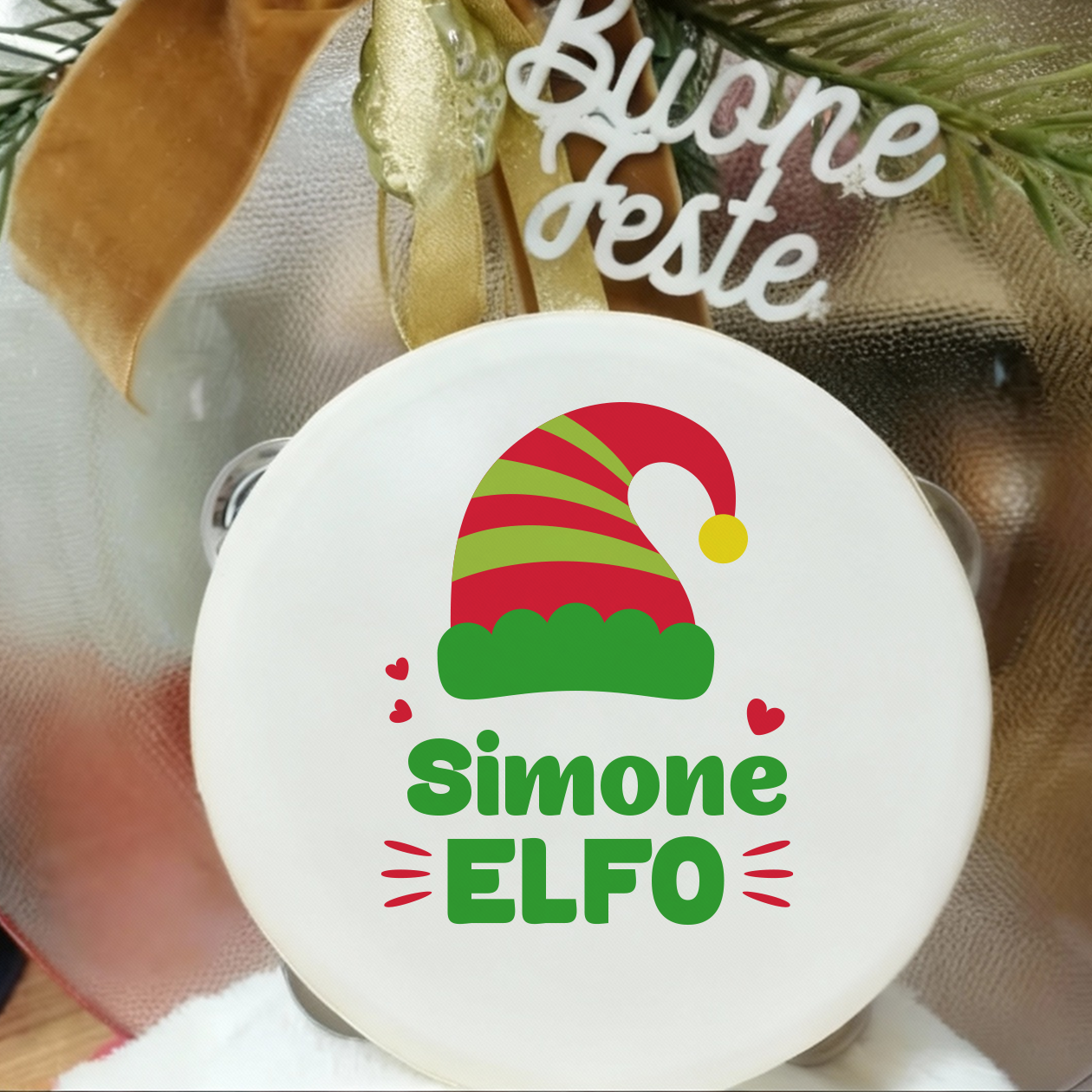 Elfo - Set da 10 Tamburelli - personalizzati con nomi