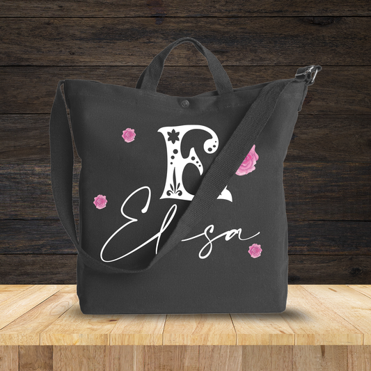 Pink rose name - Borsa da Donna in Tela - personalizzato con nome