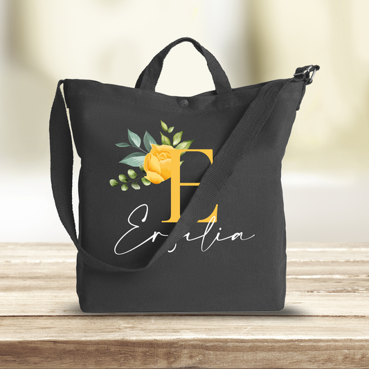 Yellow flower name - Borsa da Donna in Tela - personalizzato con nome