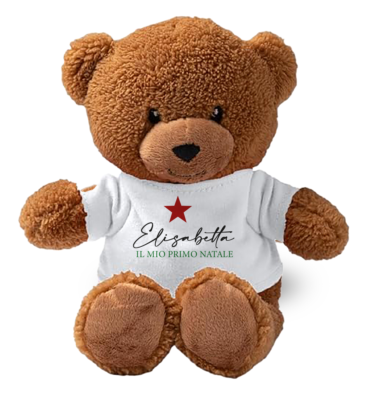 Il mio primo Natale, red star - Teddy - Orsacchiotto di Peluche con Maglietta Personalizzata