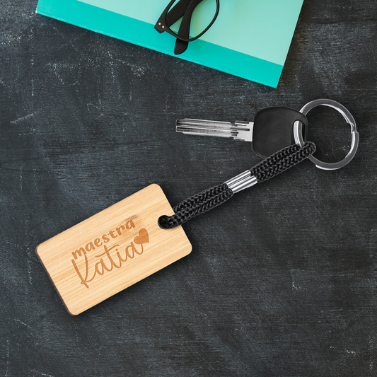 Maestra heart name - Portachiavi in Legno - personalizzato con nome