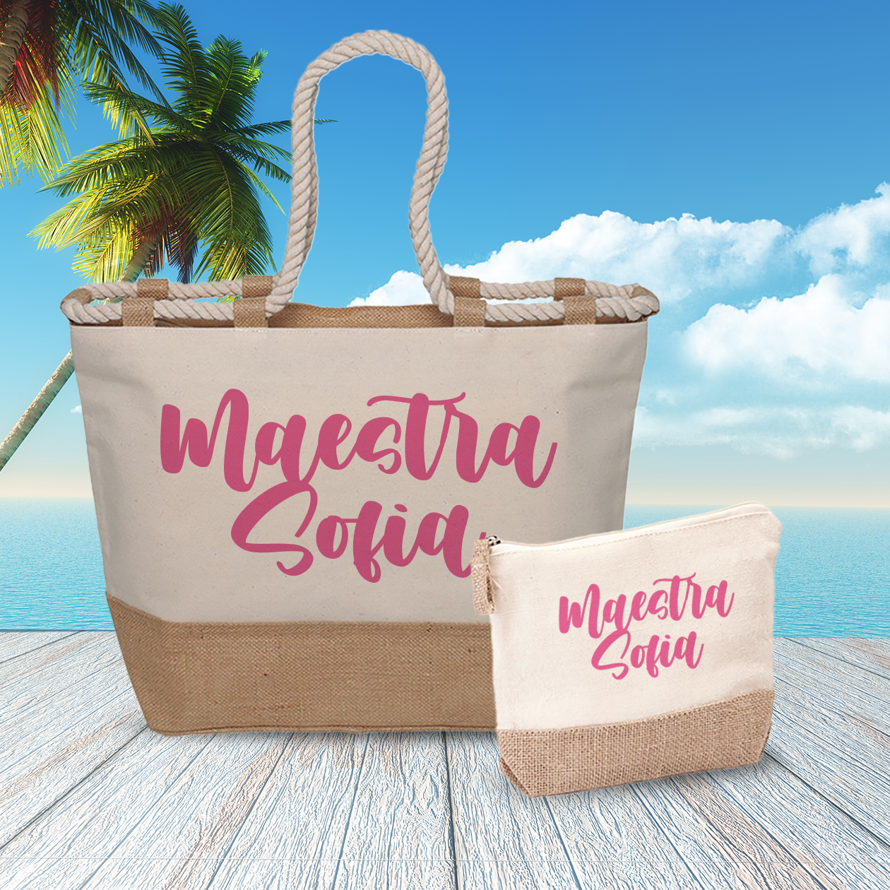 Maestra style name - Combo: Borsa mare + Pochette - personalizzata con nome