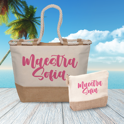 Maestra style name - Combo: Borsa mare + Pochette - personalizzata con nome