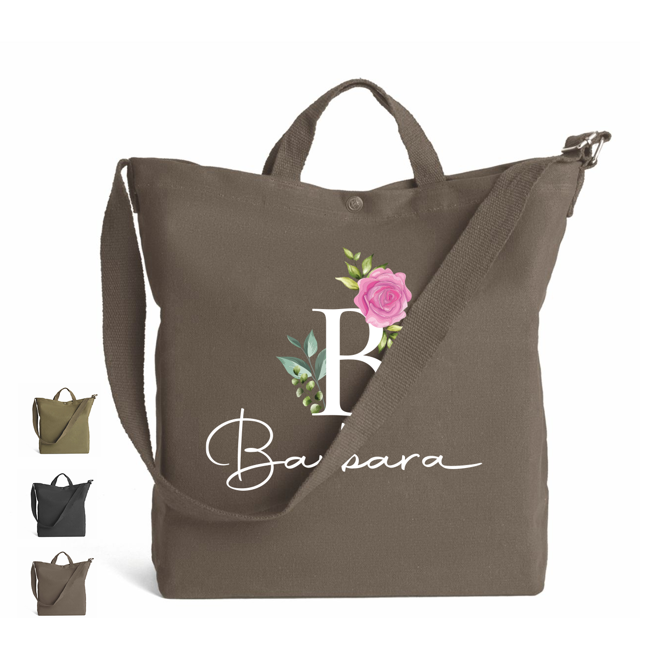 Name rose - Borsa da Donna in Tela - personalizzato con nome