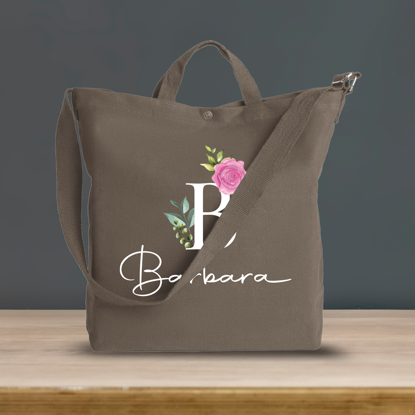 Name rose - Borsa da Donna in Tela - personalizzato con nome