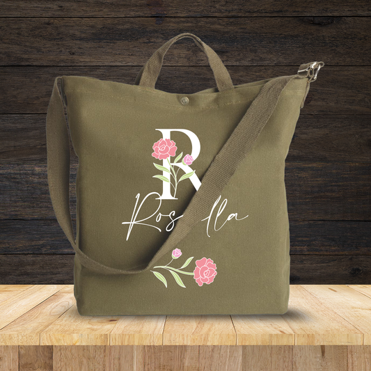 Name rose - Borsa da Donna in Tela - personalizzato con nome