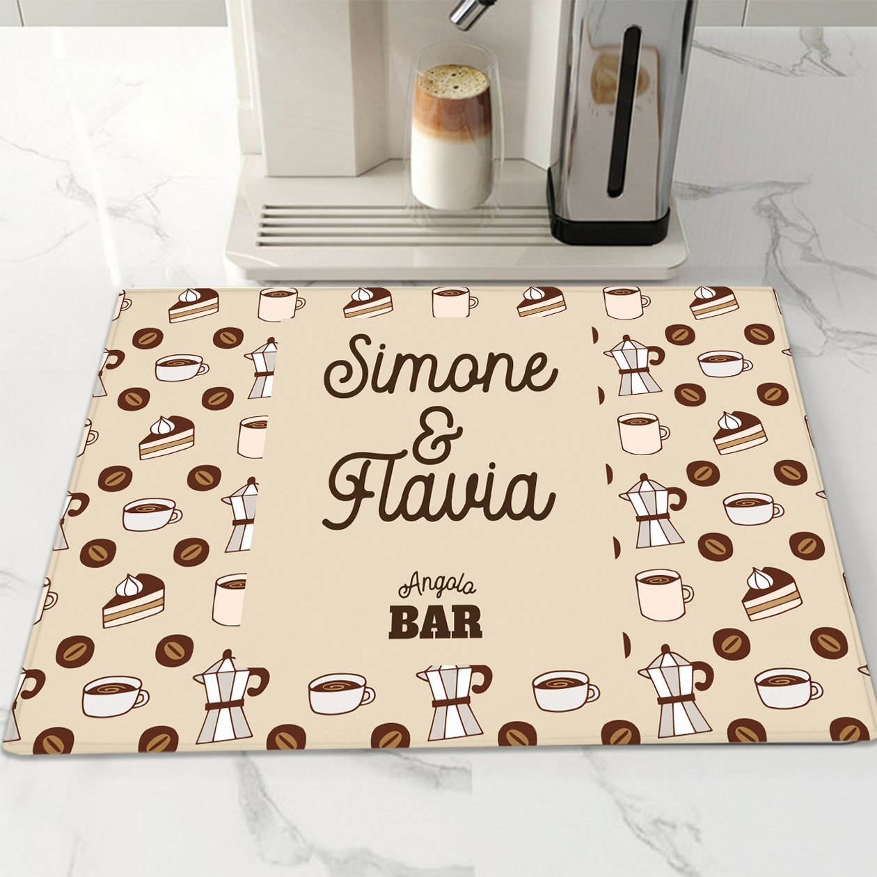 Angolo bar - Tappetino per Macchina del caffè con Retro in Gomma Tappeto 30x40cm - personalizzato