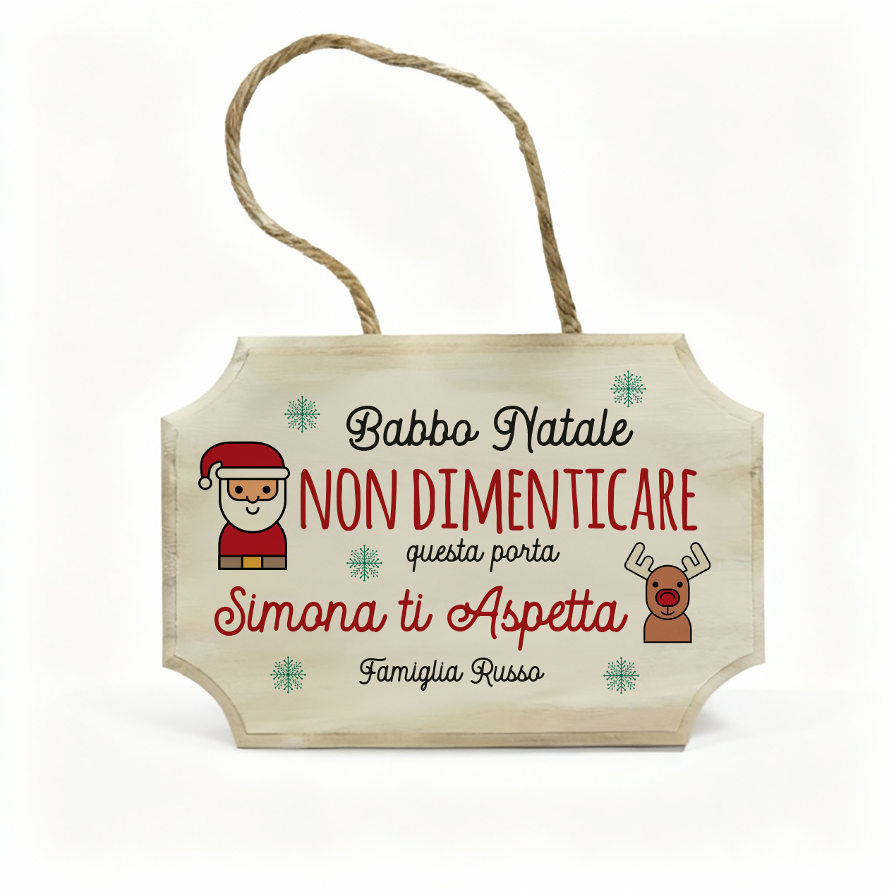 Babbo Natale non dimenticare questa porta - fuoriporta in legno - personalizzato con nome e cognome