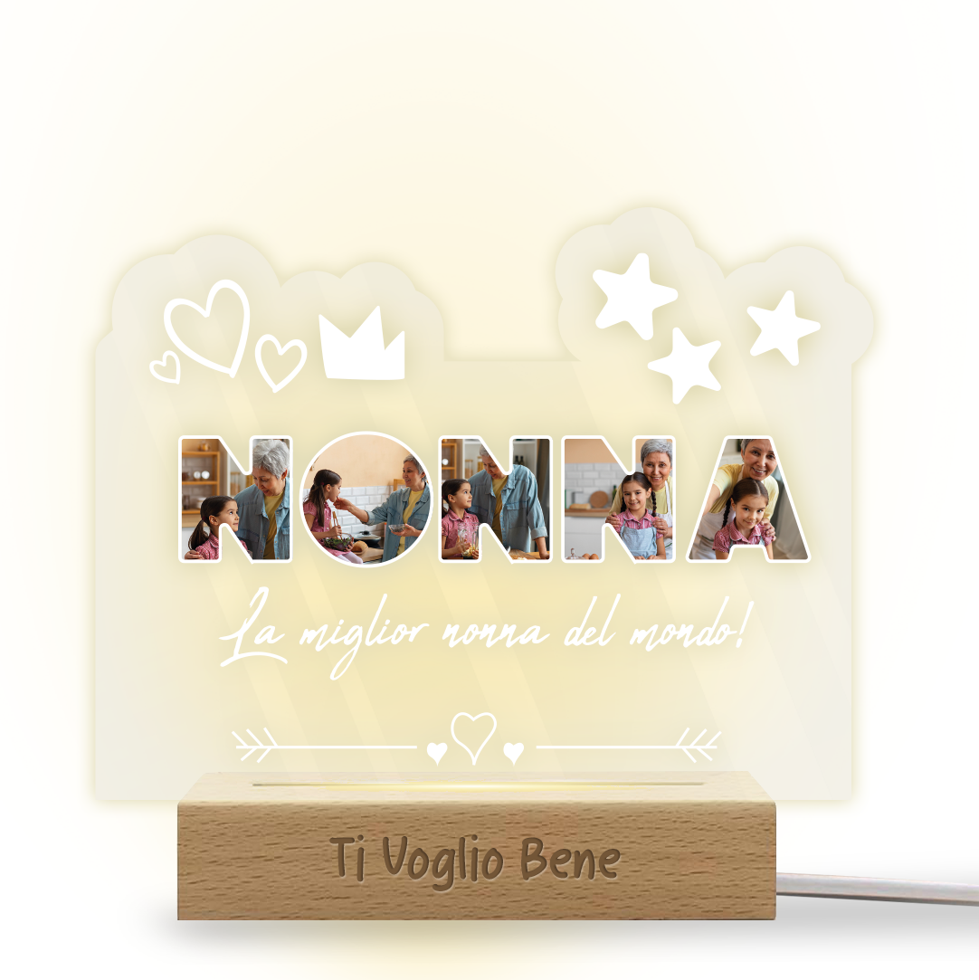 La miglior nonna del mondo - Lampada - Plexiglass personalizzata con foto e frase