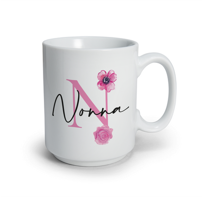 Nonna name pink flower - Tazza mug - personalizzata con nome