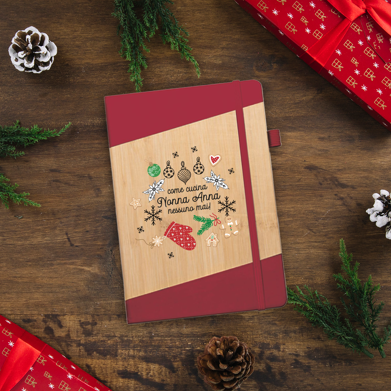 Come cucina nonna nessuna mai - Block Notes in PU a righe - personalizzato con nome