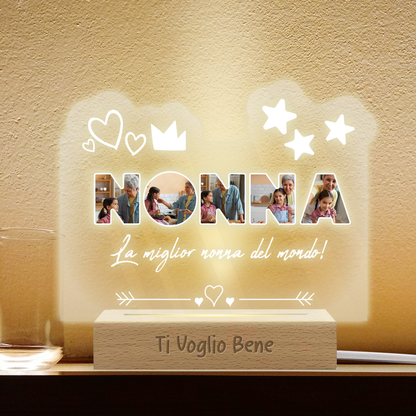 La miglior nonna del mondo - Lampada - Plexiglass personalizzata con foto e frase