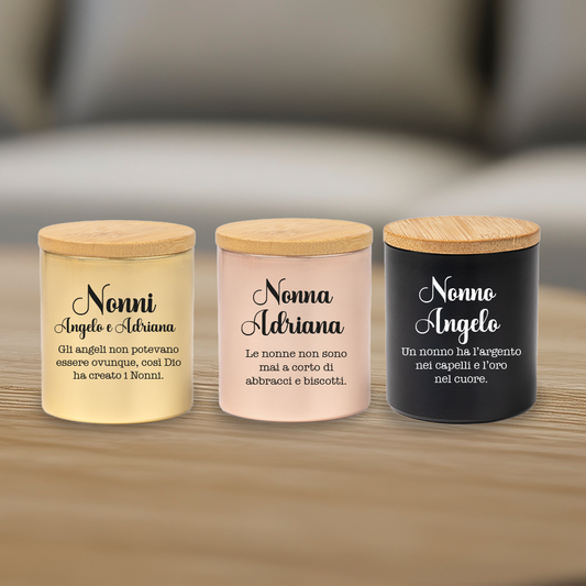 Nonni i miei angeli - Set di 3 Candele Profumate personalizzate con nomi