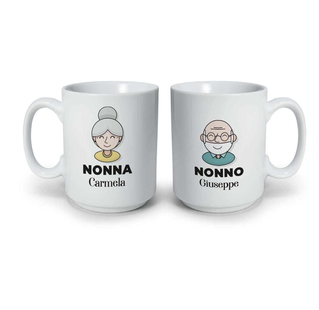Nonno e Nonna - Coppia tazze Mug - personalizzata con nomi