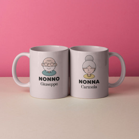 Nonno e Nonna - Coppia tazze Mug - personalizzata con nomi