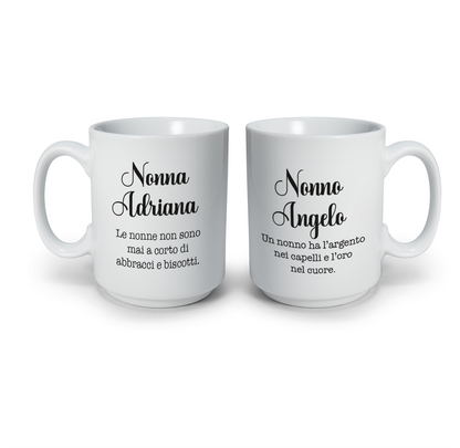 Vi voglio bene nonni - Coppia tazze Mug - personalizzata con nomi