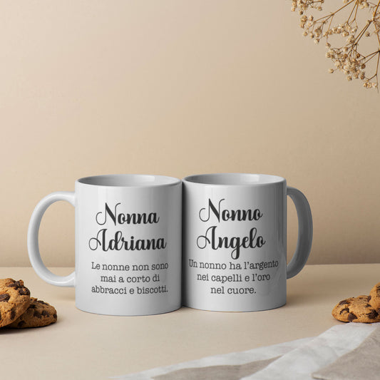 Vi voglio bene nonni - Coppia tazze Mug - personalizzata con nomi