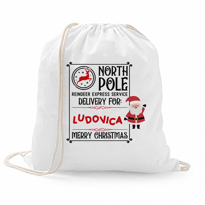 Reindeer express service - Sacchetto personalizzato con nome