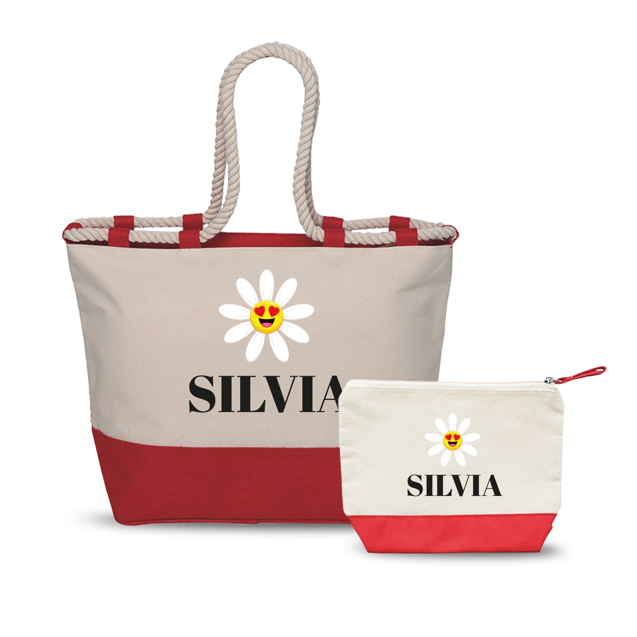 Sun Heart - Combo: Borsa mare + Pochette - personalizzata con nome
