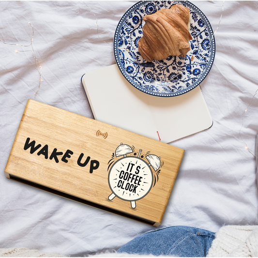 Wake up - Sveglia Digitale in Bambù con Orologio da Tavolo