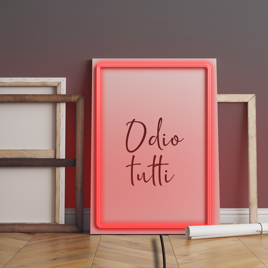 Odio tutti - Quadretto con Neon Led
