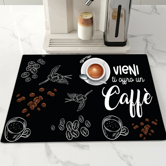 Vieni ti offro un caffè - Tappetino per Macchina del caffè con Retro in Gomma Tappeto 30x40cm