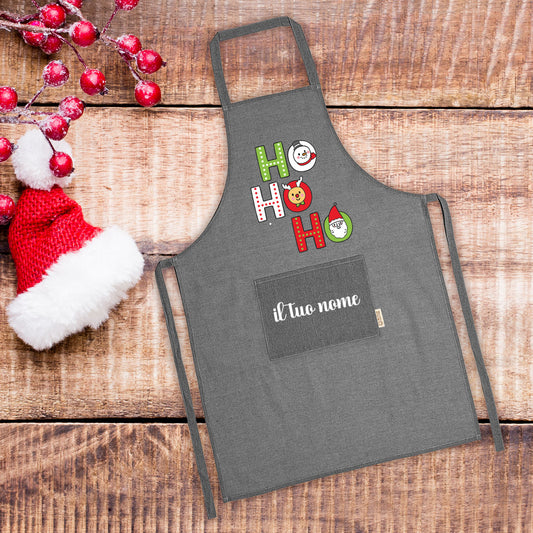 Ho Ho Ho - Grembiule da Cucina Natalizio - personalizzato con nome