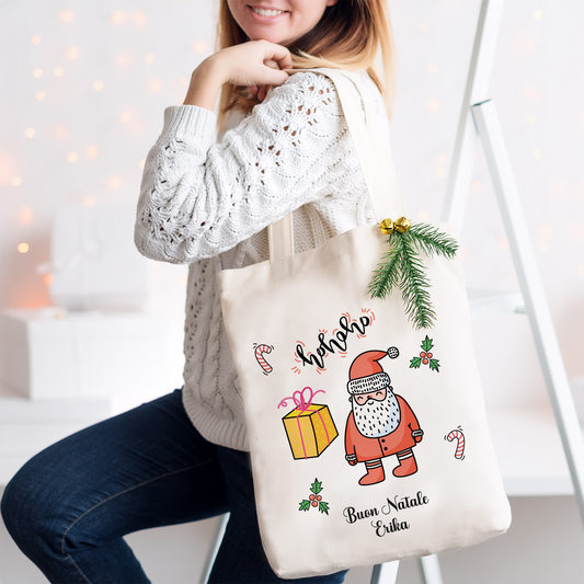 Ho Ho Ho - Shopper In Cotone - personalizzata con nome