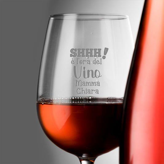 Shhh è l'ora del vino - Calice da Vino Personalizzato con nome