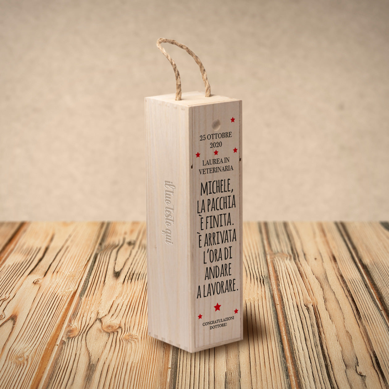 La pacchia è finita - portabottiglia in legno - personalizzato