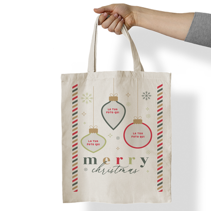 Merry Christmas - Shopper In Cotone - personalizzata con foto