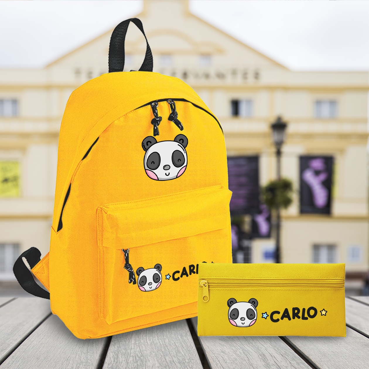 Baby Panda - Zaino + Portapenne - personalizzati con nome