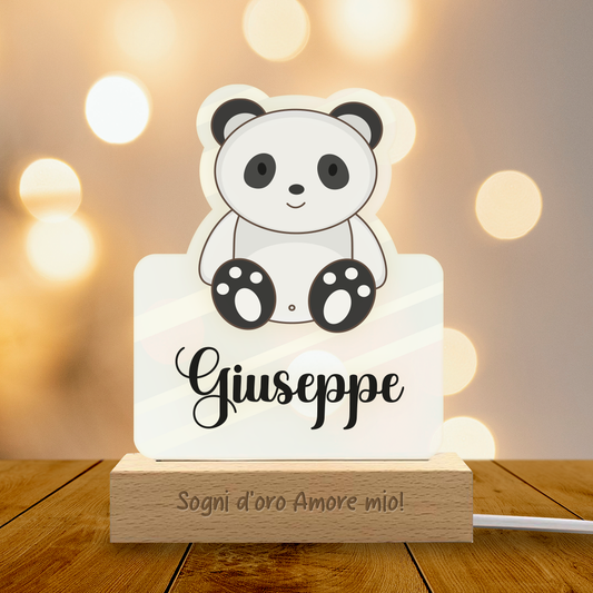 Mini panda - Lampada - Plexiglass personalizzata con nome e frase