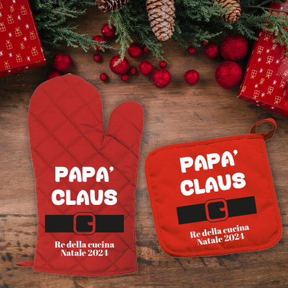 Papà Claus - Set da Cucina Guanto e Presina - personalizzato con data