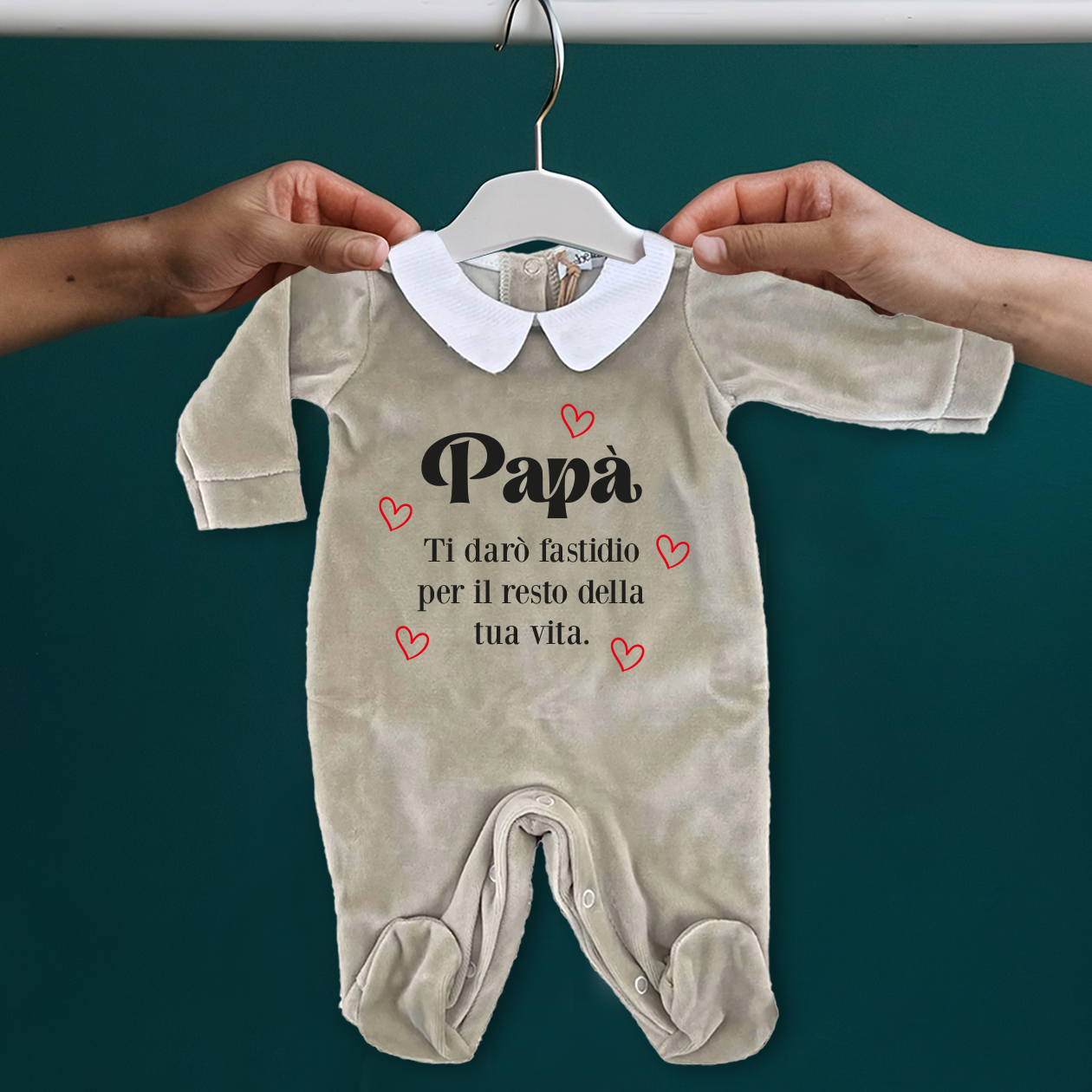 Per il resto della tua vita - Pagliaccetto Neonato in Ciniglia con Colletto Bianco