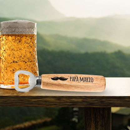 Baffi - Apribottiglie in legno - personalizzato con nome