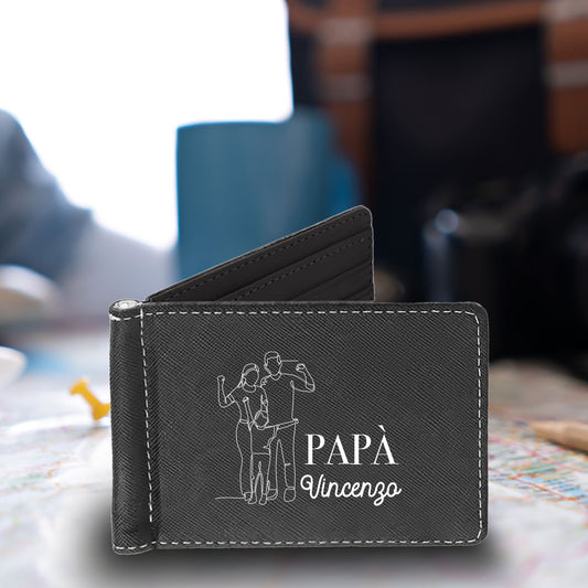 I love papà - Portafoglio in pelle sintetica - personalizzato con nome