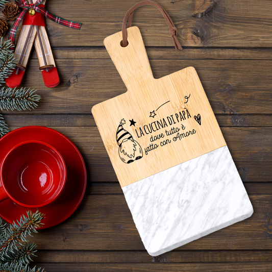 La cucina di papà - Tagliere in marmo e bamboo naturale