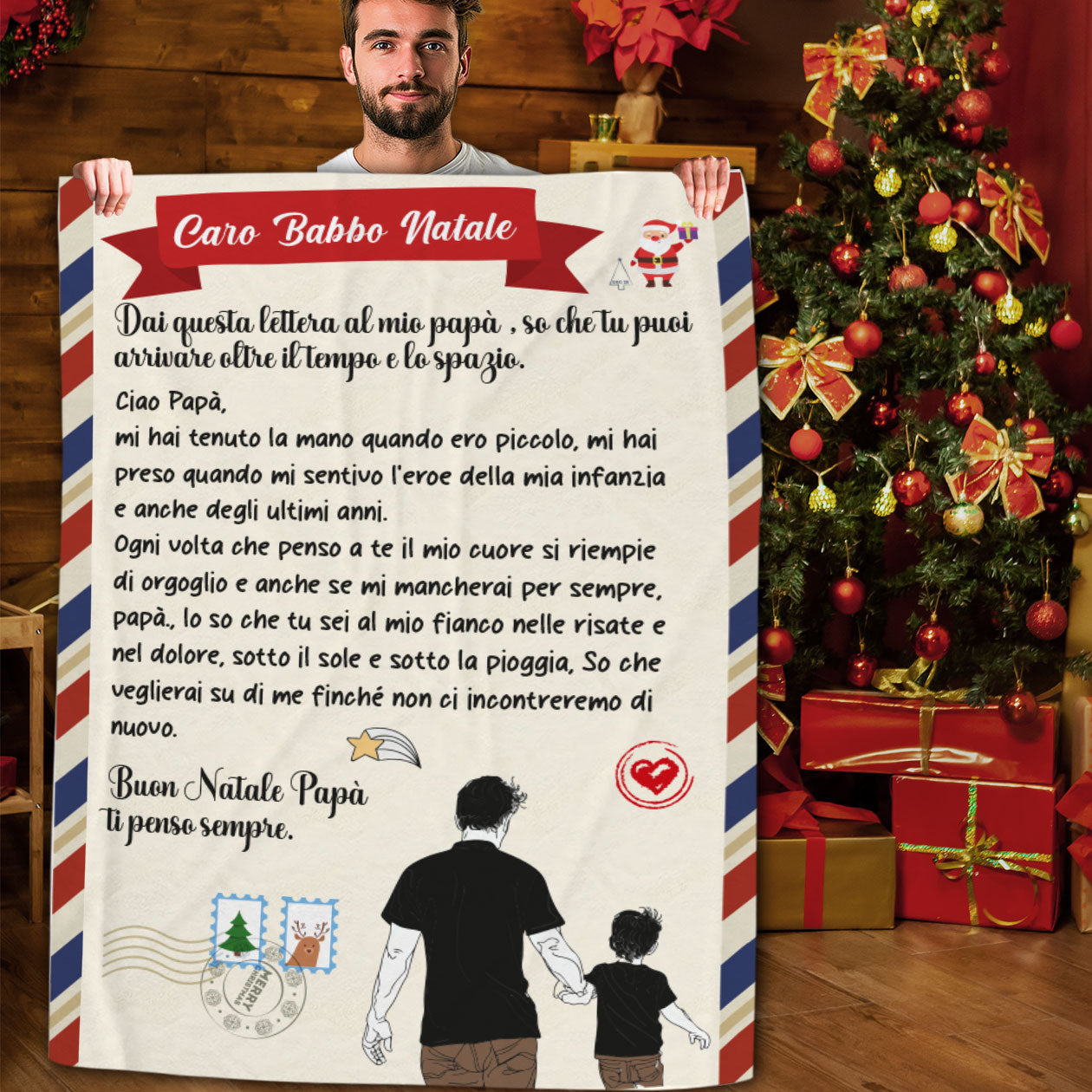 Buon Natale Papà - coperta Natalizia Idea Regalo Natale Personalizzato