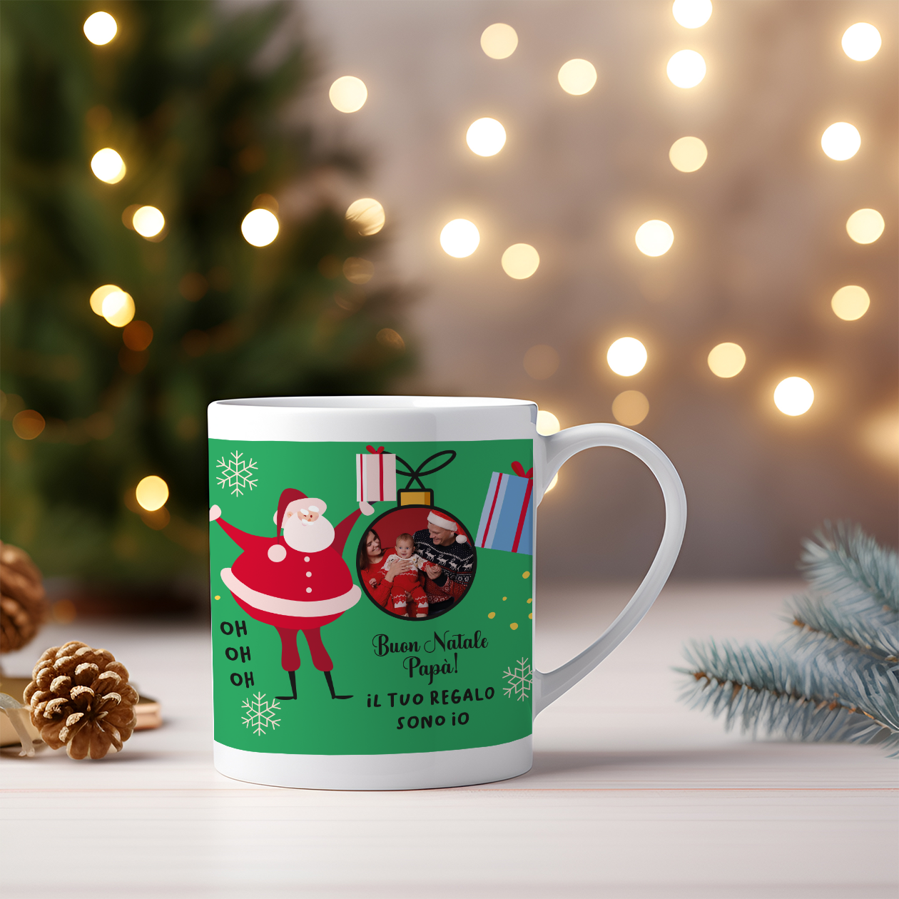 Buon Natale papà - Tazza mug - idea regalo Natale - personalizzata con foto