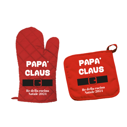 Papà Claus - Set da Cucina Guanto e Presina - personalizzato con data