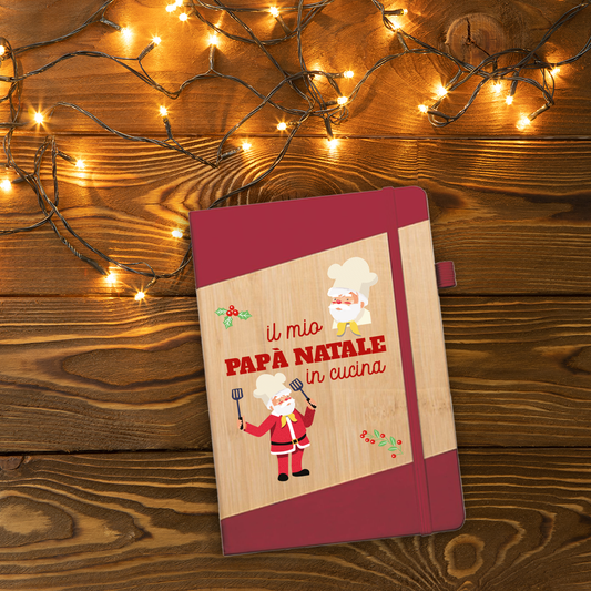 Il mio Papà Natale in cucina - Block Notes in PU a righe