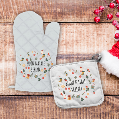 Buon Natale - Set da Cucina Guanto e Presina - personalizzato con nome