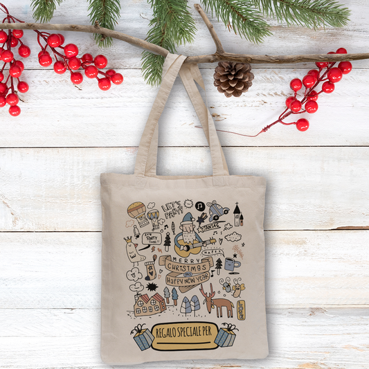 Merry Christmas and Happy New Year - Shopper In Cotone - personalizzata con nome